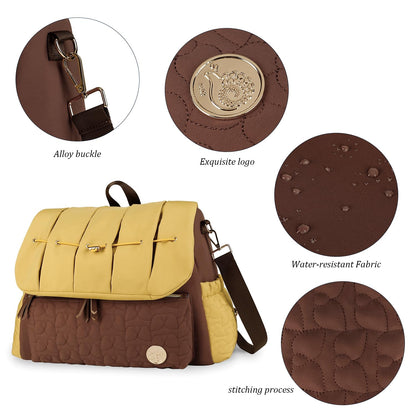 Lmbabter Diaper Bag Backpack Convertible Messenger Bag Travel Backpack Maternity Bags Stylish Baby Bag with Changing Pad for Mom (Brown)