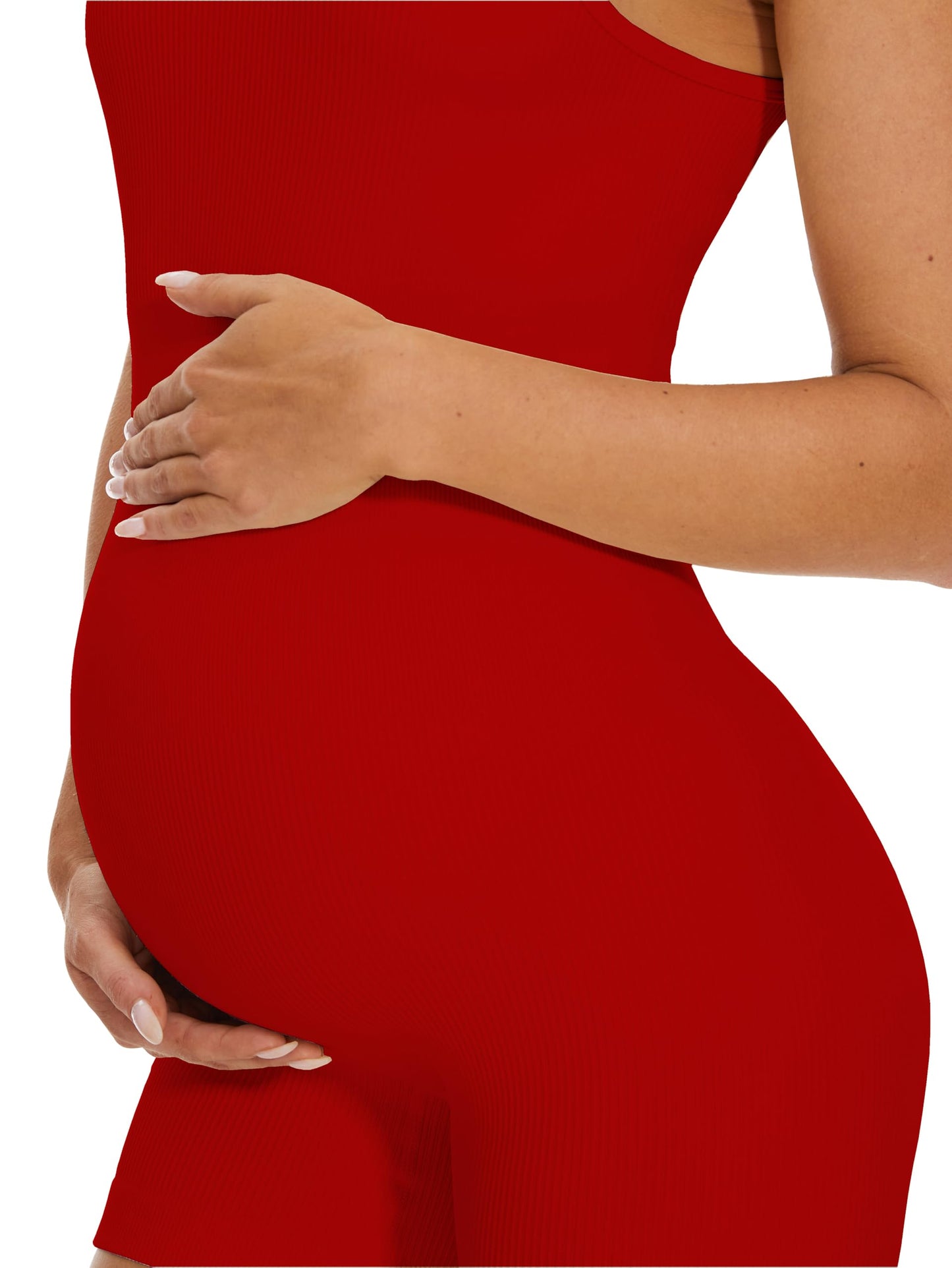 Maternity Workout Romper Pregnancy Yoga Ribbed One Piece Seamless Tank Top Jumpsuit