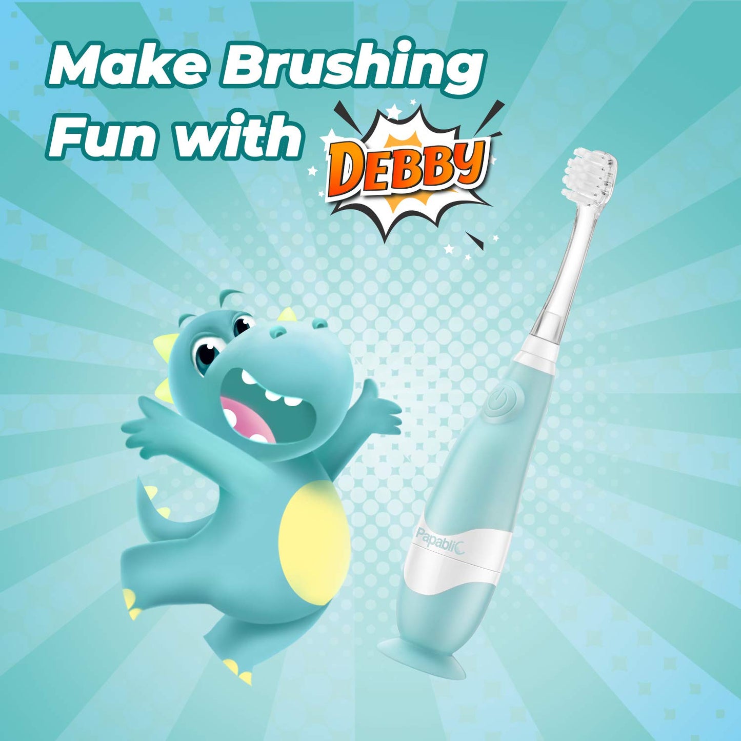 Papablic Toddler Sonic Electric Kids Toothbrush for Ages 1-3 Years, Baby Electric Toothbrush with Cute Penguin Cover and Smart LED Timer, 2 Brush Heads (Pippin)