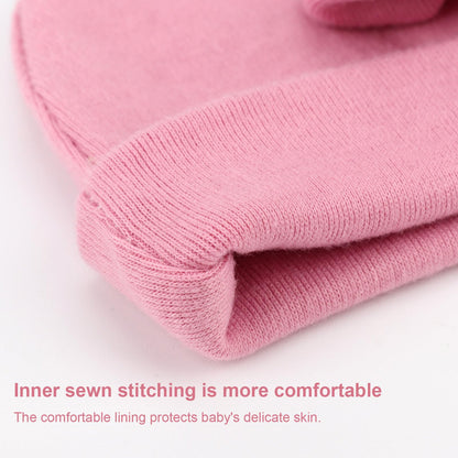 BQUBO Newborn Baby Girls Hats Mittens Set Hospital Hat Beanie Infant Bow Hats Baby Cotton Gloves for 0-6 Months