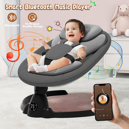 Electric Baby Swings for Infants to Toddler Baby Swing with Remote Control & Bluetooth Music 10-Preset Melodies (Pink)
