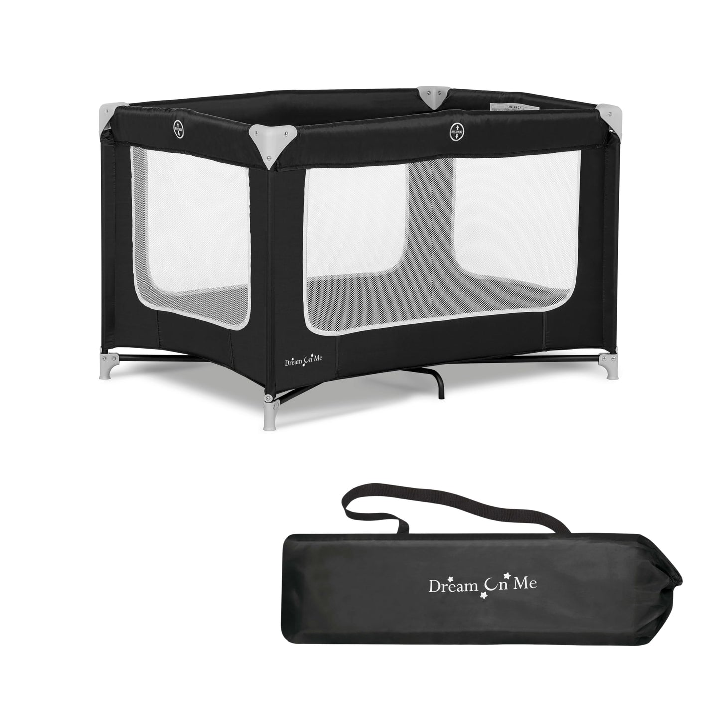 Dream On Me Zodiak Portable Playard in Navy, Lightweight, Packable and Easy Setup Baby Playard, Breathable Mesh Sides and Soft Fabric - Comes with a Removable Padded Mat