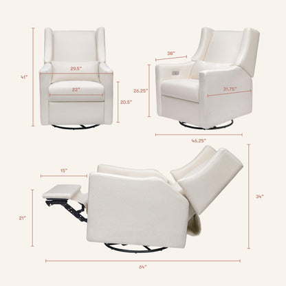 Babyletto Kiwi Electric Power Glider Recliner Nursery Chair w/ USB Ports - Water & Stain Resistant Glider Rocking Chair for Nursery - GREENGUARD Gold Certified Swivel Rocker Recliner Chair - Cream