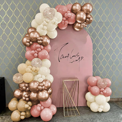 Boho Balloon Garland Arch Kit, 156Pcs Dusty Pink Pastel Brown Metallic Champagne Gold White Balloons for Wedding Baby Bridal Shower Engagement Anniversary Birthday Decorations