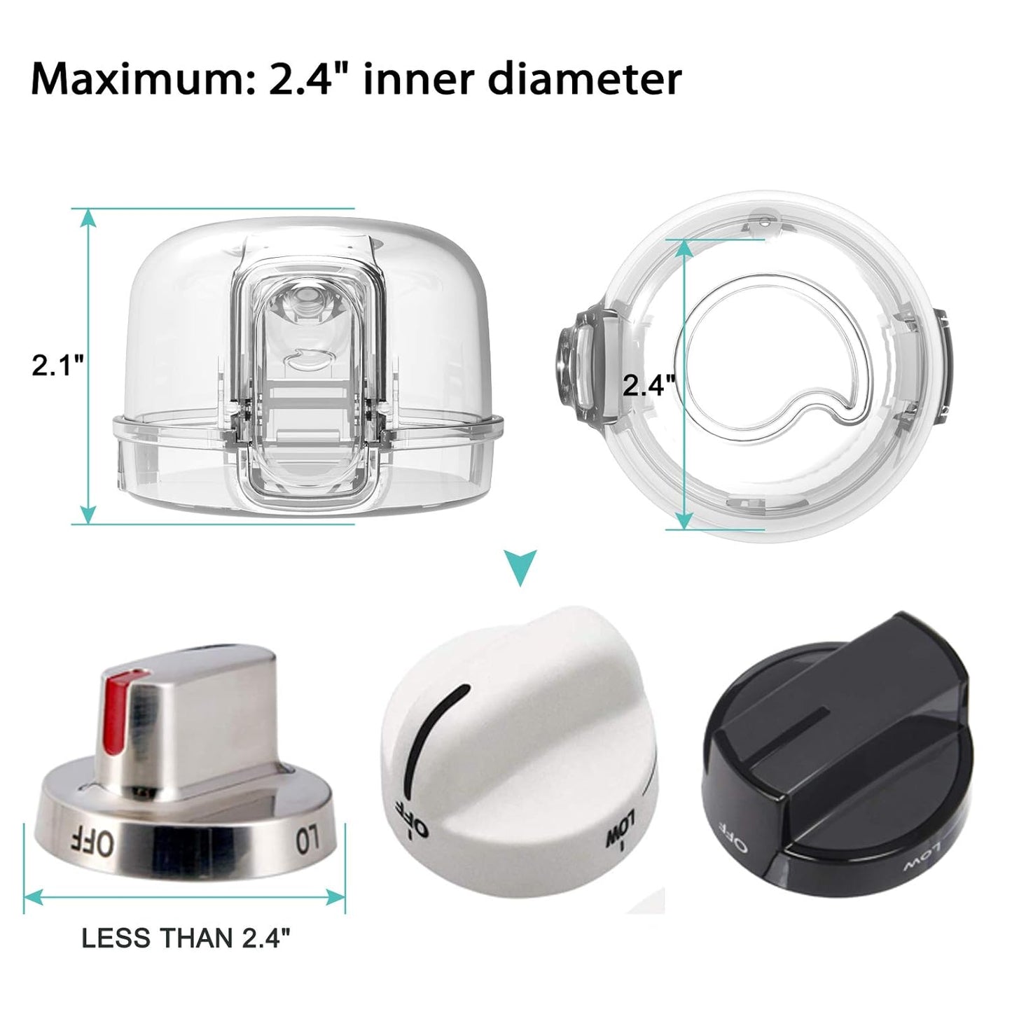 Mom's Choice Gold Awards Winner - Stove Knob Covers for Child Safety (5 + 1 Pack) Double-Key Design and Upgraded Universal Size Gas Knob Covers Clear View Childproof Oven Knob Covers for Kids and Pets