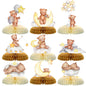 Tarklanda 9 Pcs Bear Baby Shower Honeycomb Centerpieces for Boys Party Decorate,Little Bear Balloons Cutouts Table Topper Honeycomb 3D Table Decoration for Kids Baby Shower Birthday Party Supplies