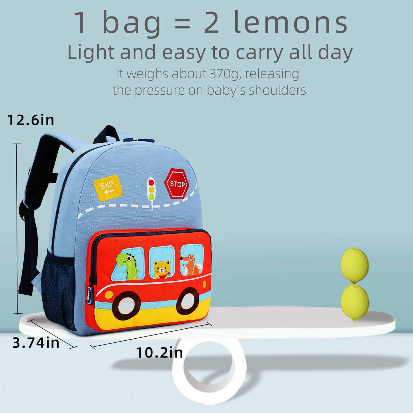 Car Dinosaur Kids Toddler Backpack for Boys and Girls Children Waterproof Preschool Bag(Red Music Party)