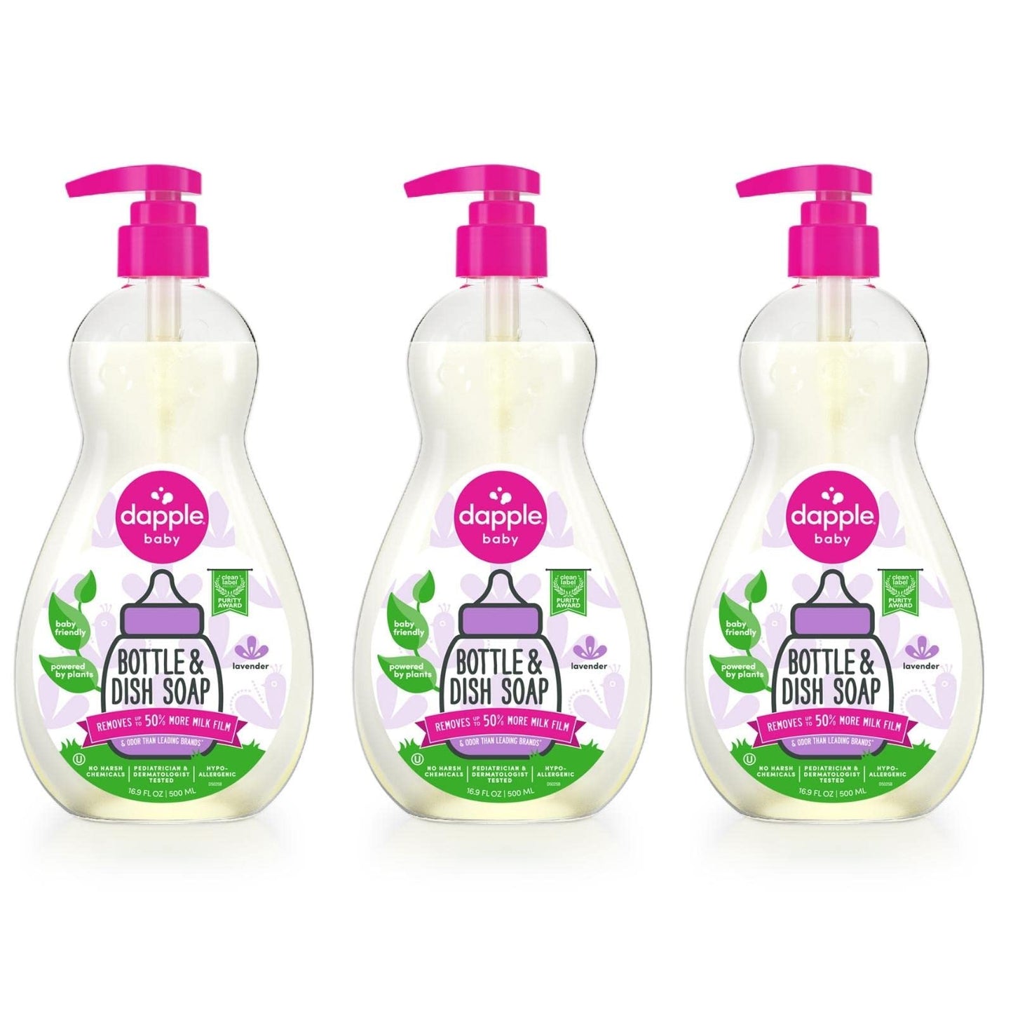 Dapple Baby Bottle Soap, Hypoallergenic Dish Soap for Baby Bottles, Powered by Plants, Travel Size, Fragrance Free, 3 Fl Oz (Pack of 2)