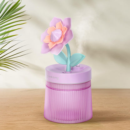 Cute Flower Mini Humidifier, 260ml Gardenia Desktop Humidifiers for Bedroom, Portable Small Cool Mist Humidification for Home, Baby Nursery, Office & Indoor Plants, USB Powered (Pink)