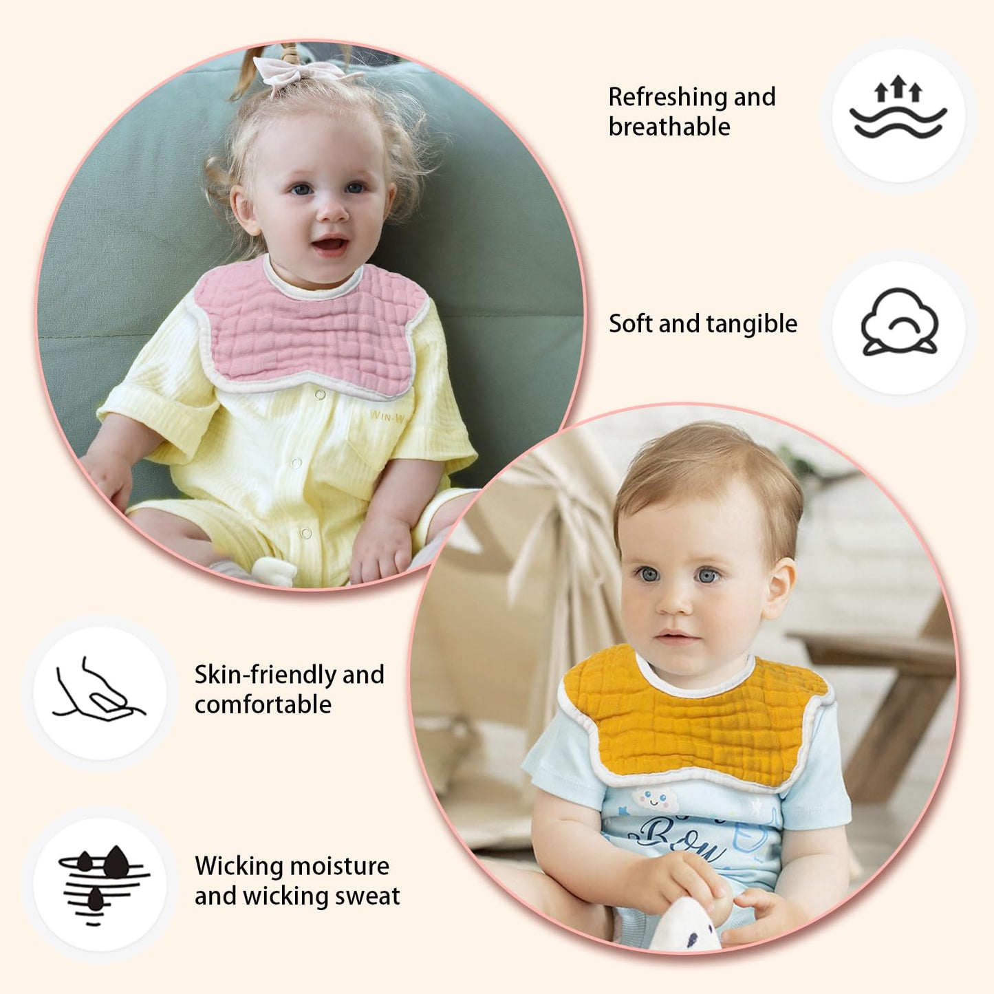 Baby Bibs Muslin Drool Teething Drooling Bibs for Baby Girl Boy Muslin Cotton