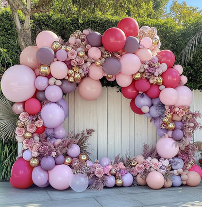 Dusty Pink Brown Balloon Garland Nude Tan Pink Rose Gold Metallic Double Stuffed Dusty Rose Mauve Blush Beige Balloon Arch Kit for Baby Shower Birthday Bridal Wedding Party Decoration
