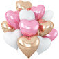 Sage Green Gold Heart Balloons,12Pcs Light Gold Heart Shaped Foil Balloons,18Inch Cream White Helium Mylar Balloon for Baby Shower Birthday Anniversary Wedding Party Decorations