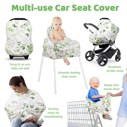 Rquite All-in-1 Car Seat Cover Baby, Carseat Covers for Girl Boy, Stretchy Soft Infant Car Seat Cover, Multi-use Baby Carrier Cover, Car Seat Canopy, Stroller Sun Shade, Nursing Breastfeeding Cover