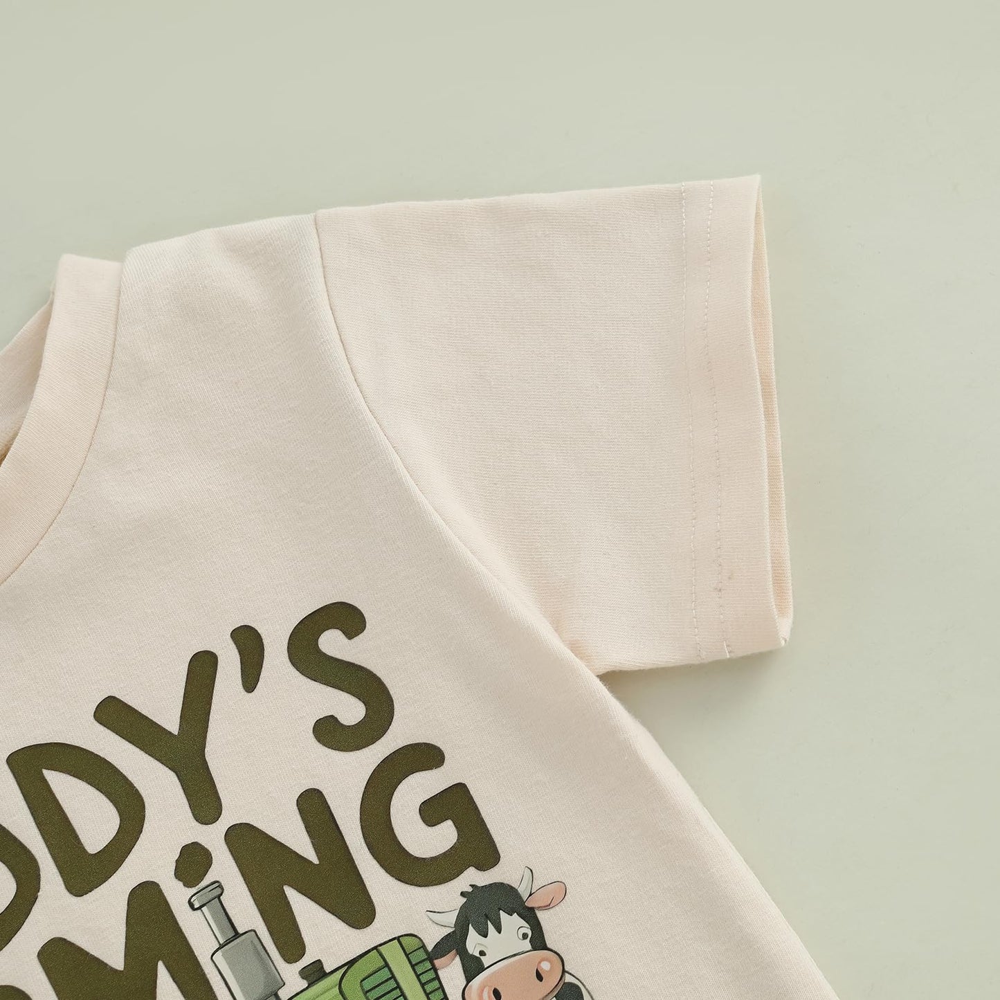 Pudcoco Toddler Baby Boys Girls Summer Clothes Farm Animal Outfit Short Sleeve T-shirt and Solid Color Shorts Set