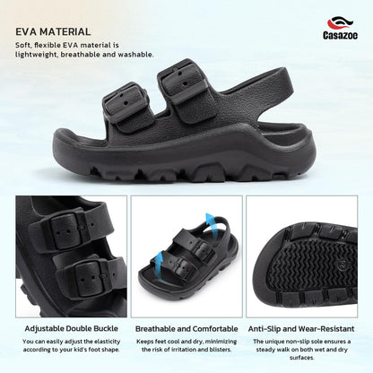Casazoe Toddler Boys Girls EVA Comfort Lightweight Sandals Breathable Summer Beach Pool Casual Outdoor Shoes Adjustable Strap Open Toe Anti-Slip Quick Dry Shoe(Toddler/Little kids)