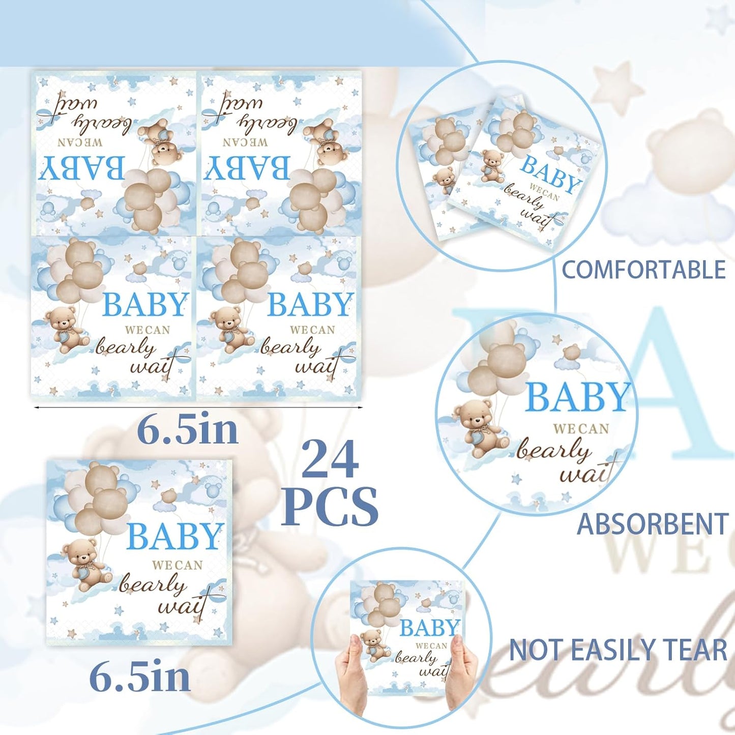 168pcs Bear Party Plates, Bear Birthday Decorations & Baby Shower Supplies - Bear Themed Plates, Cups, Napkins for "We Can Bearly Wait" Baby Shower Decorations, Kids Party Supplies