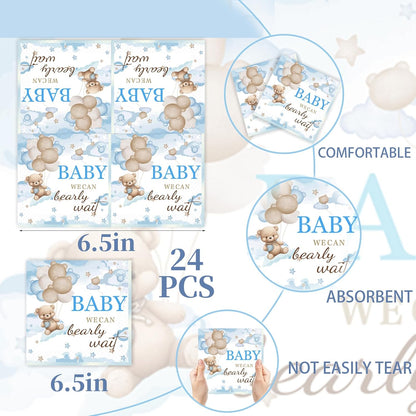 168pcs Bear Party Plates, Bear Birthday Decorations & Baby Shower Supplies - Bear Themed Plates, Cups, Napkins for "We Can Bearly Wait" Baby Shower Decorations, Kids Party Supplies