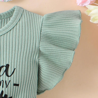 Baby Girl Clothes Newborn Romper Ruffle Sleeve Short Jeans Skirt with Headband Infant Outfits Set 0-18 Months