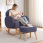 Rocking Chair with Ottoman, Upholstered Glider Rocker with High Backrest and Side Pocket, Rocking Accent Armchair with Solid Wood Legs for Nursery, Living Room, Bedroom Green