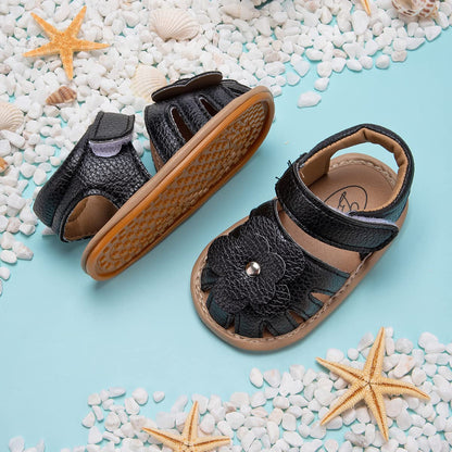 Kannior Infant Boys Girls Sandals Breathable Premium Baby Summer Outdoor Casual Beach Shoes Lightweight Toddler Flower Bowknot Anti Slip Rubber Sole Newborn Prewalker First Crib Shoes