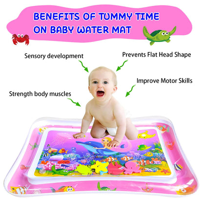 ZHUYNXIR Extra Big Infant Toys, Tummy time mats,Tummy time Toys, Baby Pink Water Play mat, Fun Early Development Activity Play Center for Newborn, Pink 39.5x31.5 in.