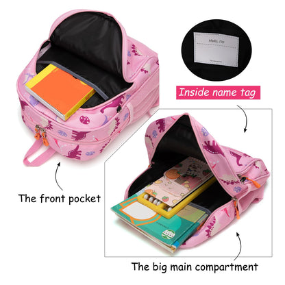Toddler Backpack for Boys, 12 Inch Kids Dinosaur Backpack for Preschool or Kindergarten, Black