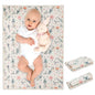 Vegan Leather Baby Changing Mat - Wipeable Portable Changing Pad, Foldable Travel Changing Mat for Baby, Newborns Toddlers Shower Gifts (Flower,20"*28")