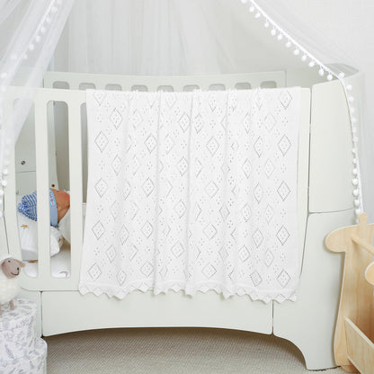 mimixiong Baby Swaddle Blanket 100% Cotton Gender Neutral Pointelle Receiving Blanket for Boys Girls Cuddle Stroller Crib Blanket (Oatmeal)