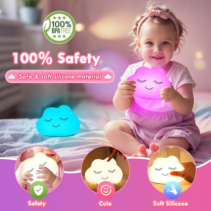 Night Light for Kids, 7 Colors Soft Silicone Kids Night Light with 3 Level Dimmable, Rechargeable Anti-glare Nursery Night Light with Warm White & Multicolor, Squishy Cute Lion Bedside Touch Lamp