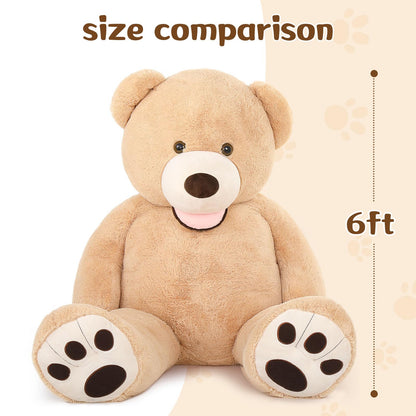 MorisMos Smile Giant Teddy Bear, 51inch Large Stuffed Bears with Big Footprints, Big Stuffed Animals Cuddly Plush Gifts for Girlfriends, Boyfriend, Dark Brown