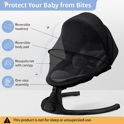 LAREX Baby Swing Infant Swing Electric Toddler Baby Rocker Portable for Newborn Boy Girl, 5 Sway Speeds with Remote Control, 10 Preset Melodies and Bluetooth, 0-6 Months Max 20 Lbs (Pink)