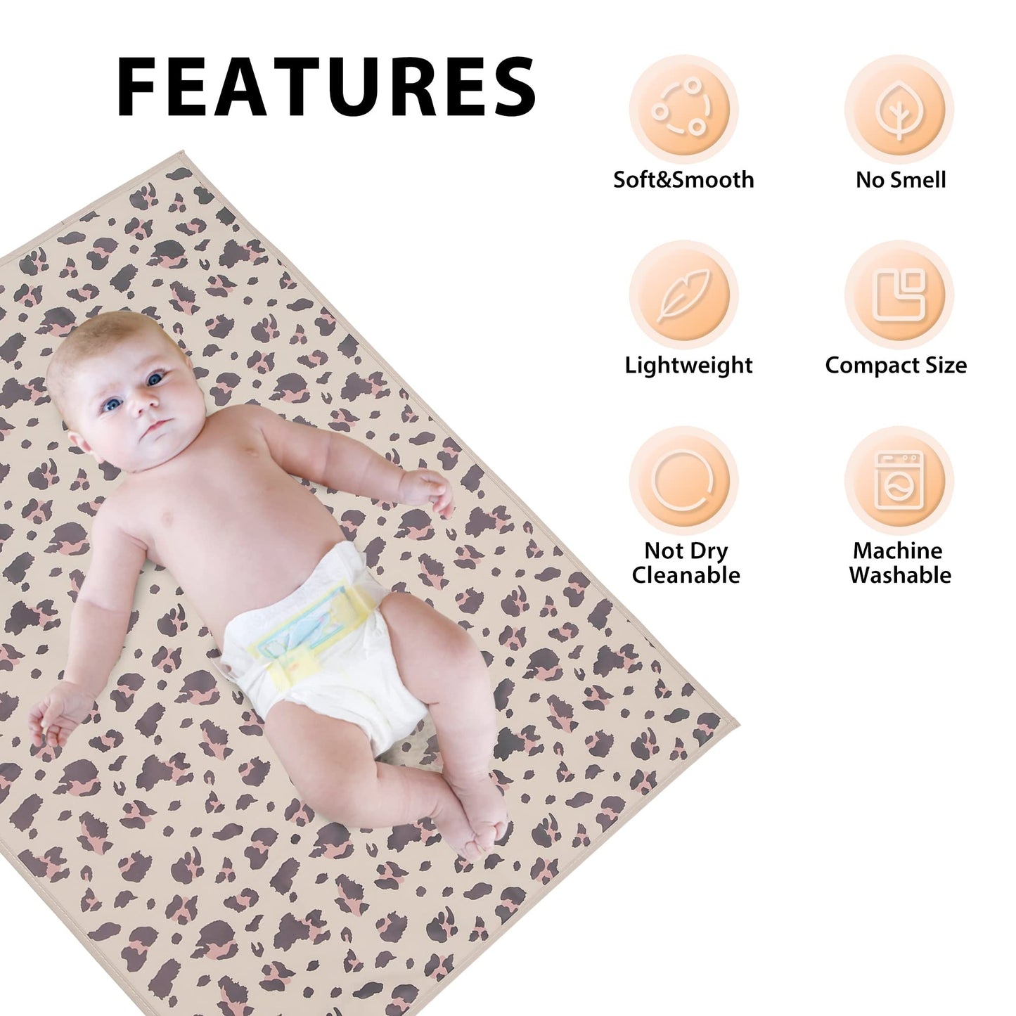 Vegan Leather Baby Changing Mat - Wipeable Portable Changing Pad, Foldable Travel Changing Mat for Baby, Newborns Toddlers Shower Gifts (Flower,20"*28")