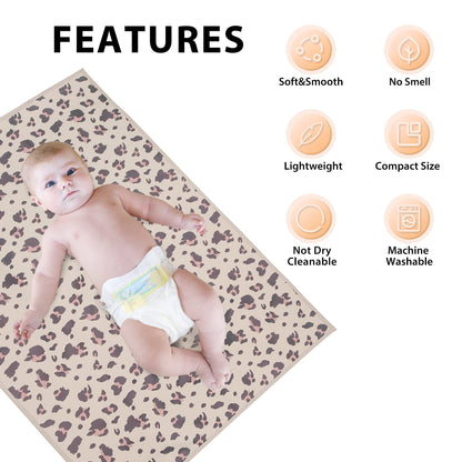 Vegan Leather Baby Changing Mat - Wipeable Portable Changing Pad, Foldable Travel Changing Mat for Baby, Newborns Toddlers Shower Gifts (Flower,20"*28")