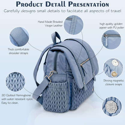 Diaper Bag BackPack Large Capacity Travel Mommy Bag Waterproof and Stylish with Changing Pad Baby Bag for Women and Girls