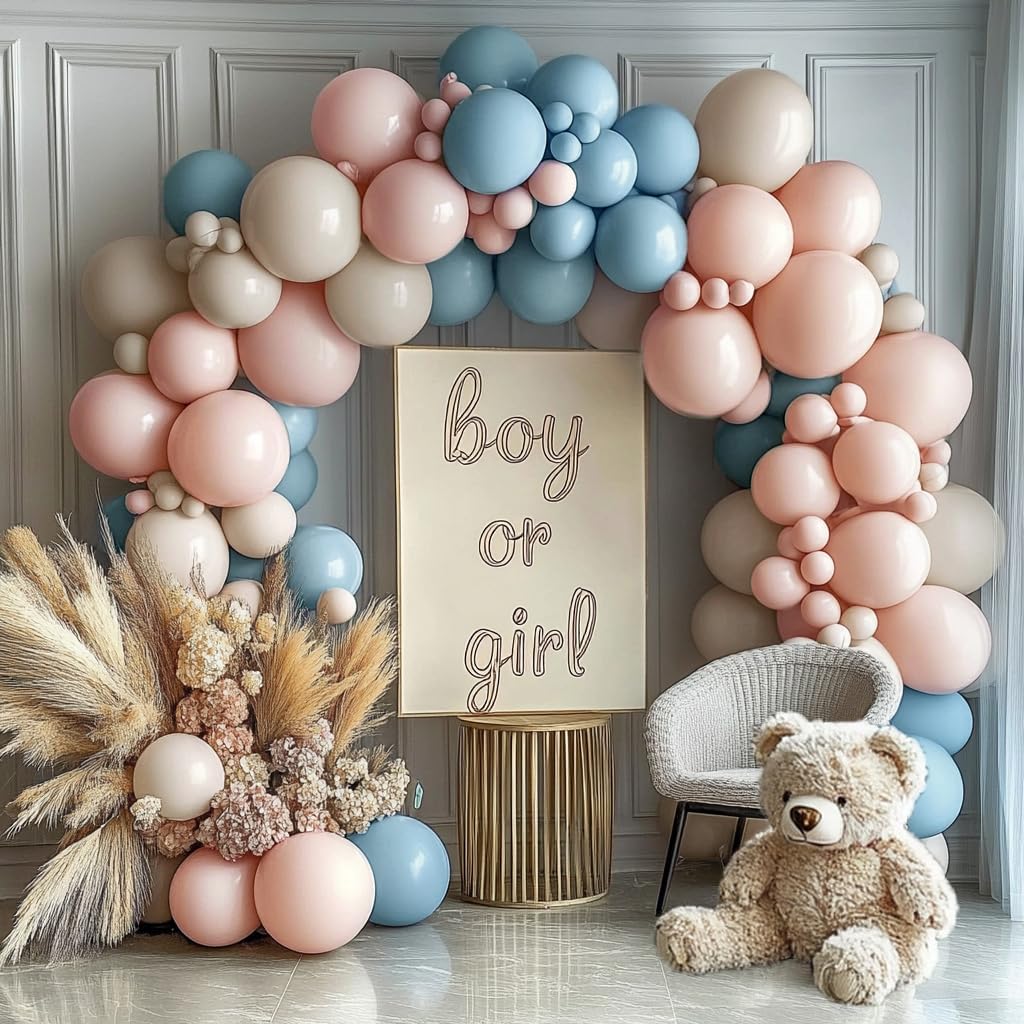 Dusty Pink Balloon Arch Kit Double Stuffed Blush Rose Nude Brown Balloon Garland 112pcs Matte Pastel Neutral Balloons for Boho Bridal Shower Baby Shower Birthday Theme Party Decoration