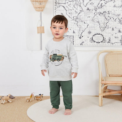 Toddler Baby Boy Fall Winter Outfits Tractor Print Long Sleeve Sweatshirt Pants Set Kids Sweatsuit Clothes