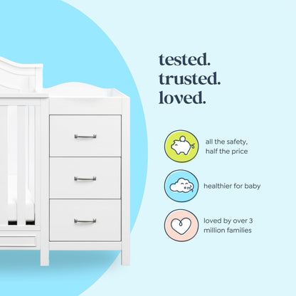 DaVinci Charlie 4-in-1 Convertible Mini Crib and Changer Combo in White, Greenguard Gold Certified
