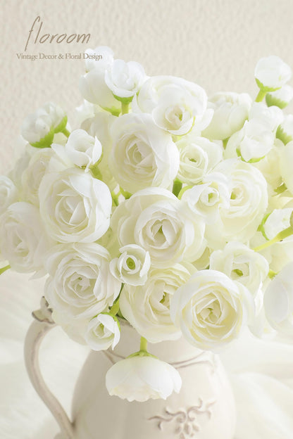 Floroom Ranunculus Artificial Flowers 18 Pcs Blush Faux Silk Mini Ranunculus Bulk Fake Wedding Filler Flowers for DIY Pink Bouquets, Centerpieces, Bridal Shower Decorations & Arrangements