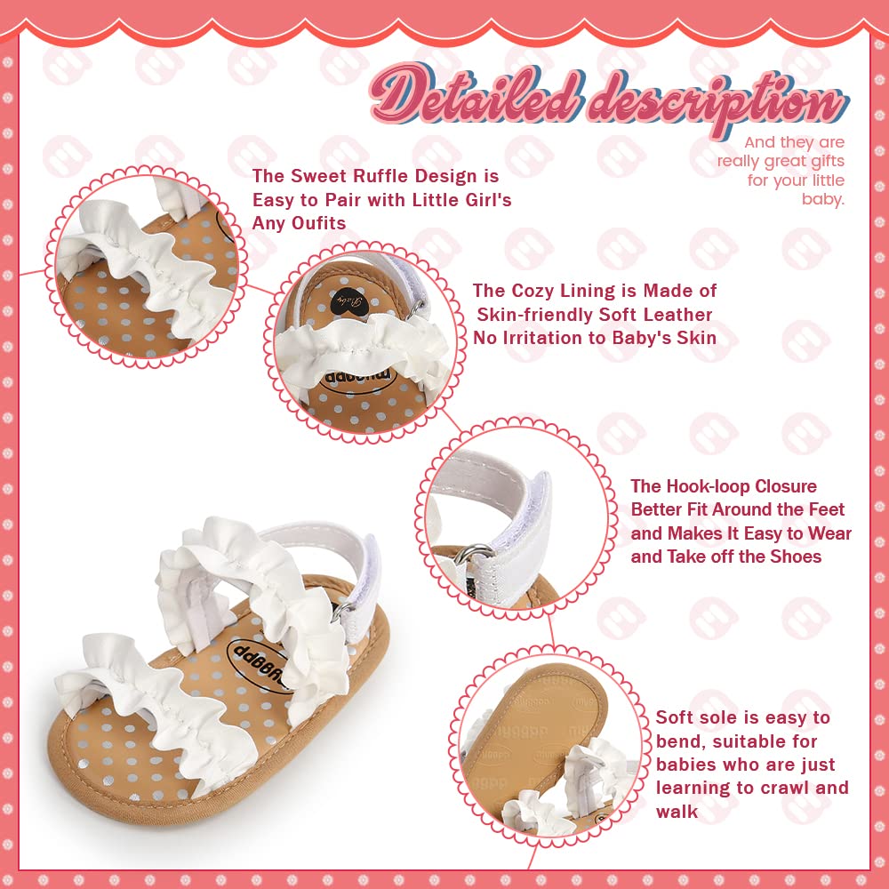 Meckior Infant Baby Girls Boys Summer Sandals Open Toe Lace Princess Dress Wedding Flats Shoes Newborn Toddler Soft Non-slip Sole First Walker Crib Shoes