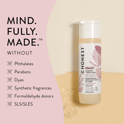 The Honest Company 2-in-1 Cleansing Shampoo + Body Wash for Sensitive Skin | Gentle for Baby | Naturally Derived, Tear-free, Hypoallergenic | Fragrance Free, 10 fl oz