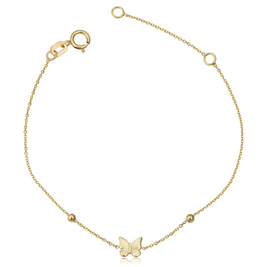 Kooljewelry 14k Yellow Gold Heart or Butterfly Adjustable Bracelet (adjust to 5.5 or 6.5 inch)