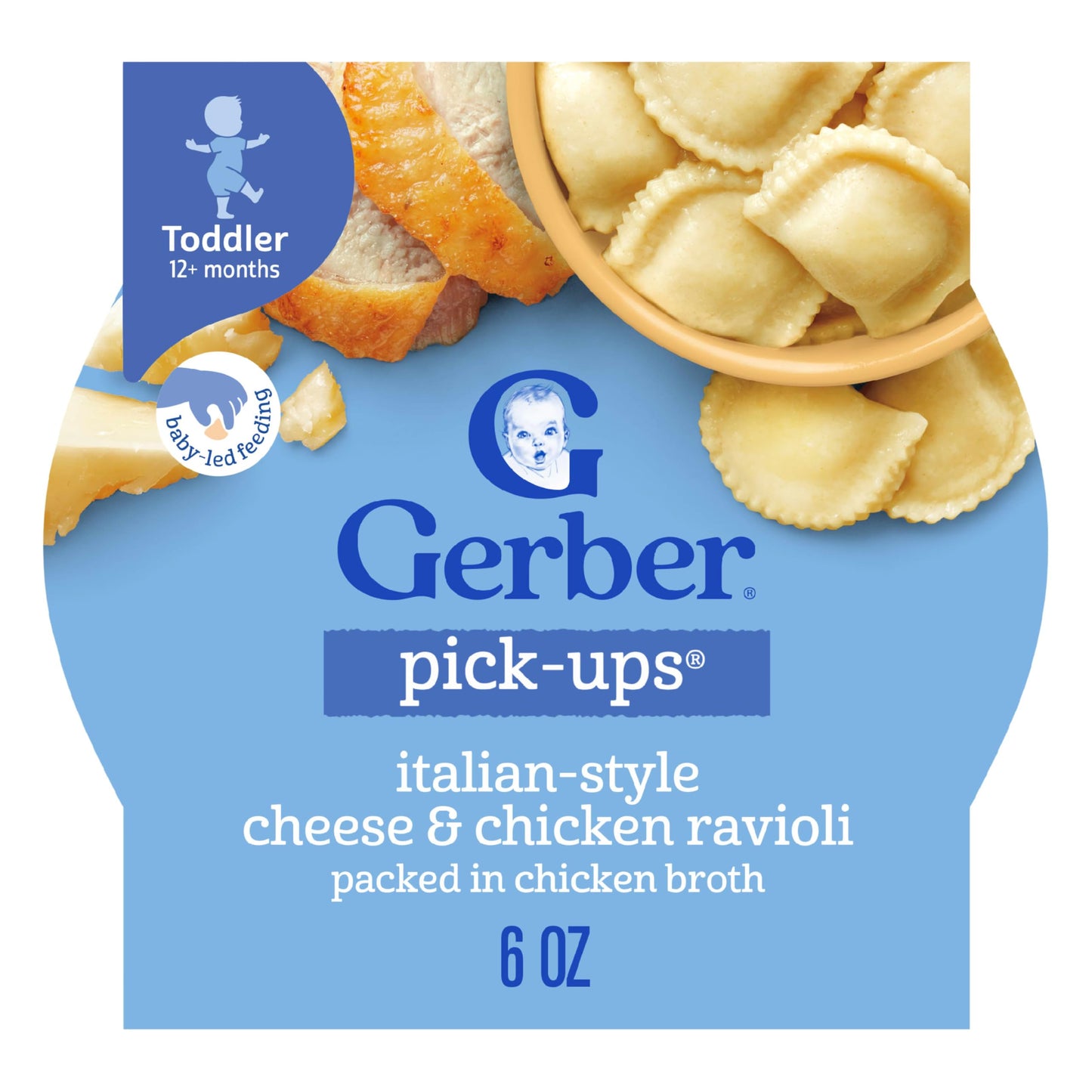 Gerber Pick-Ups Chicken and Parmesan Cheese Ravioli in Tomato Sauce Toddler Meals, 4.5 Oz Tray (Pack of 8)