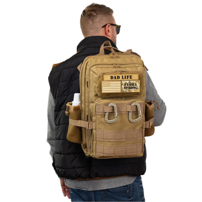 Dad Diaper Bag for Men with Removable Patches, Waterproof Tri-fold Changing Pad, Insulated Pouches, Molle Webbing, YKK Zippers, Black