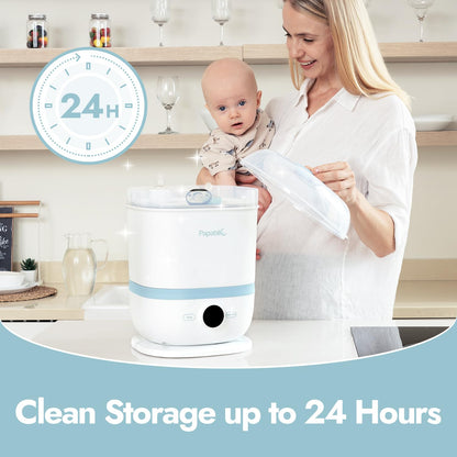 Papablic Baby Bottle Sterilizer and Dryer, Esterilizador De Biberones, Electric Steam Sterilizer for Baby Bottles, Pacifiers, and Pump Parts, Large Capacity 10 Bottle, Fast Sanitizes and Dries Bottles
