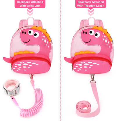 Accmor Toddler Harness Backpack Leash, Cute Dinosaur Backpacks with Anti Lost Wrist Link, Cute Mini Child Backpack Wristband Tether Strap and Protection Leashes for Boys Girls Aged 1-3 Years