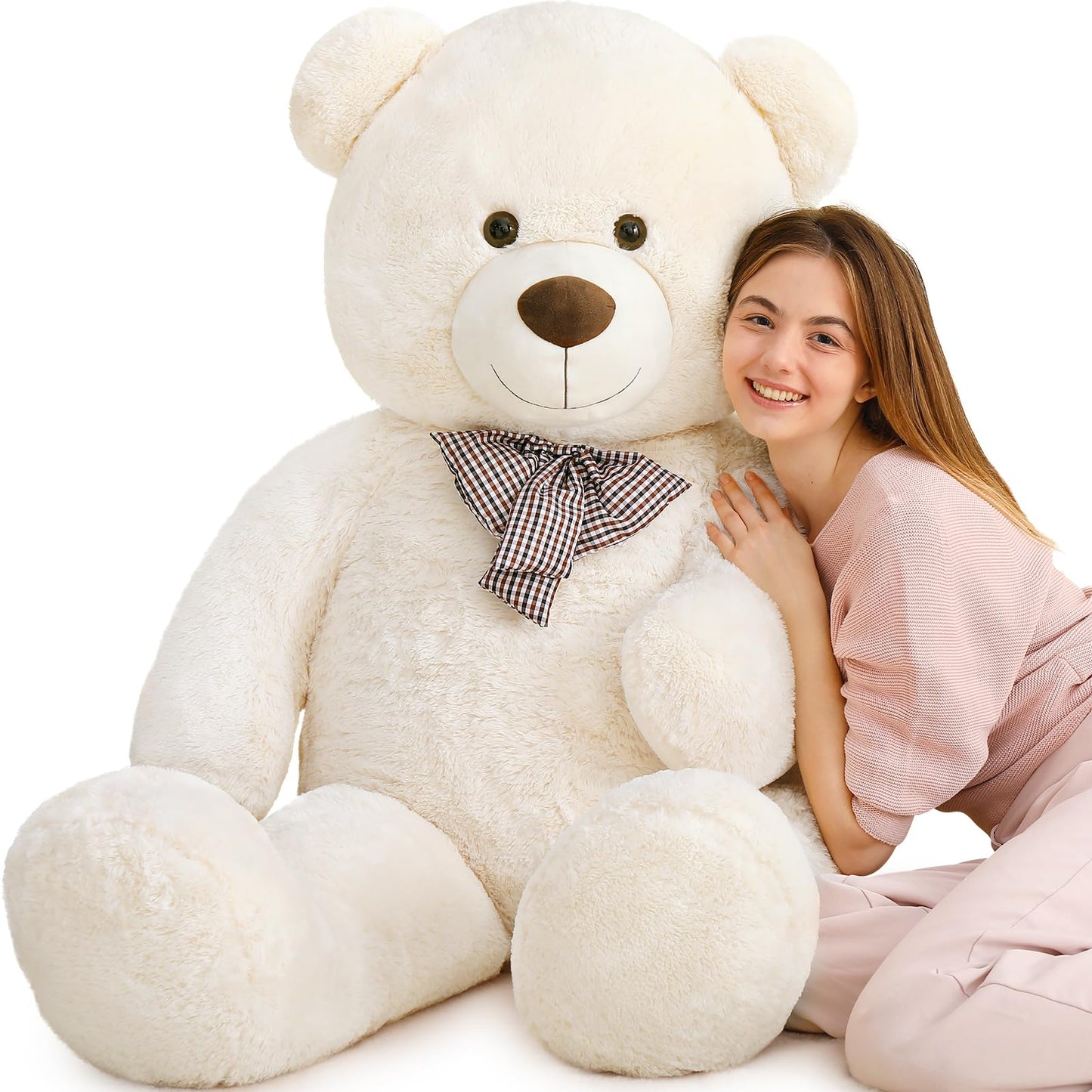 MaoGoLan Giant Big Teddy Bear 4 Feet 47 inch Life Size Tan Plush Bear Brown Stuffed Animal for Children Boyfriend