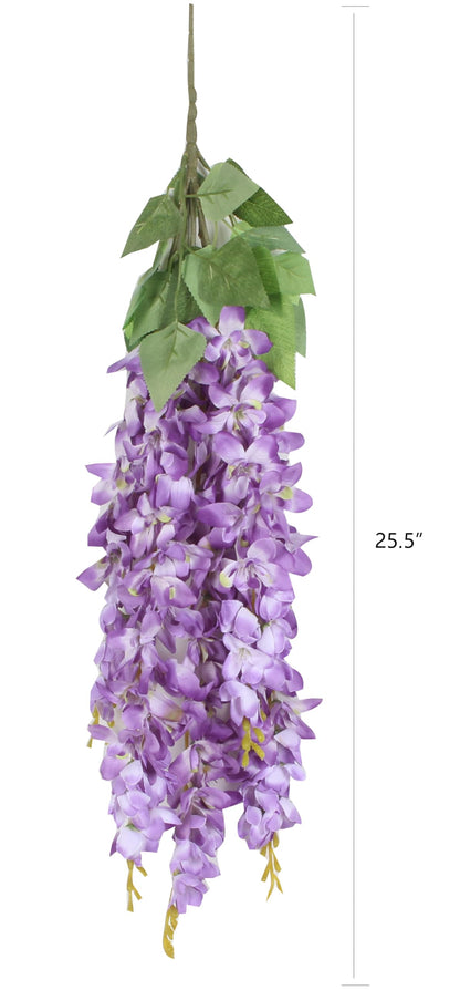 Duovlo Silk Wisteria Flower Artificial 2.13 Feet Hanging Wisteria Vine Fake Flower Bush String Home Party Wedding Decoration,Pack of 4 (Pink)