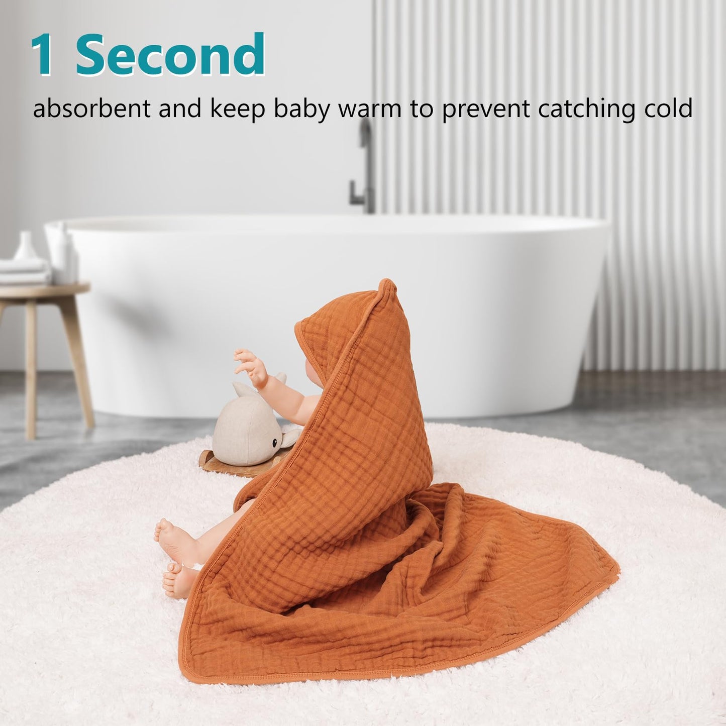 PHF 2 Pack Baby Hooded Towels, 100% Muslin Cotton Baby Bath Towel with Hood for Newborn, Infant, Toddler, Ultra Soft and Absorbent Baby Essentials Bath Towels for Girls, 32x32Inch, Floral