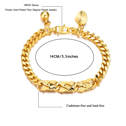 Ethlyn Baby Bracelets for boys Girls 18K Gold Plated Cuban Link Chain Bracelets for Boys Gift for Your Son