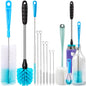 Holikme Bottle Brush Tube Cleaning Lab Set with Long Handle, Cup Cleaner for Washing Narrow Neck Beer Wine Decanter Pipes Lids Sinks Cap Covers, White
